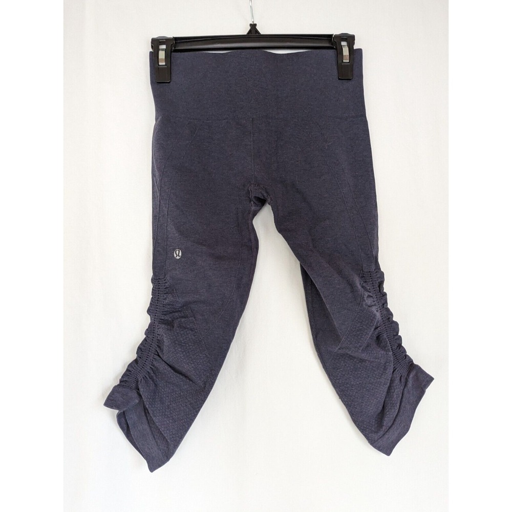 Lululemon  Women's Sz 4 High Rise Ruched Leg Crop Leggins  Active Yoga Purple